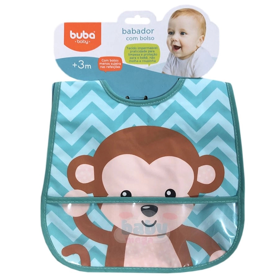 Babador Impermeável Com Bolso Macaco - Buba