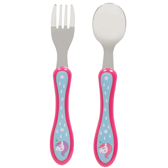 Kit Talher Com Garfo e Colher Para Criança Buba Unicórnio