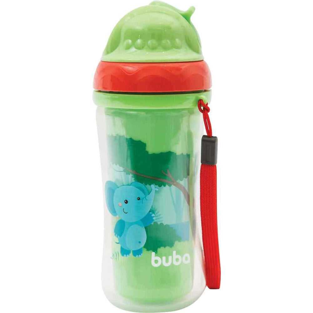 Copo Com Parede Dupla e Canudo de Silicone Buba Animal Fun
