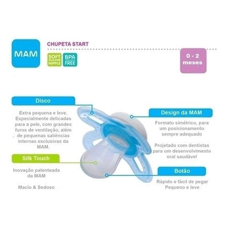 Chupeta Start MAM - 0-2 meses - Tam 1 - Com Estojo