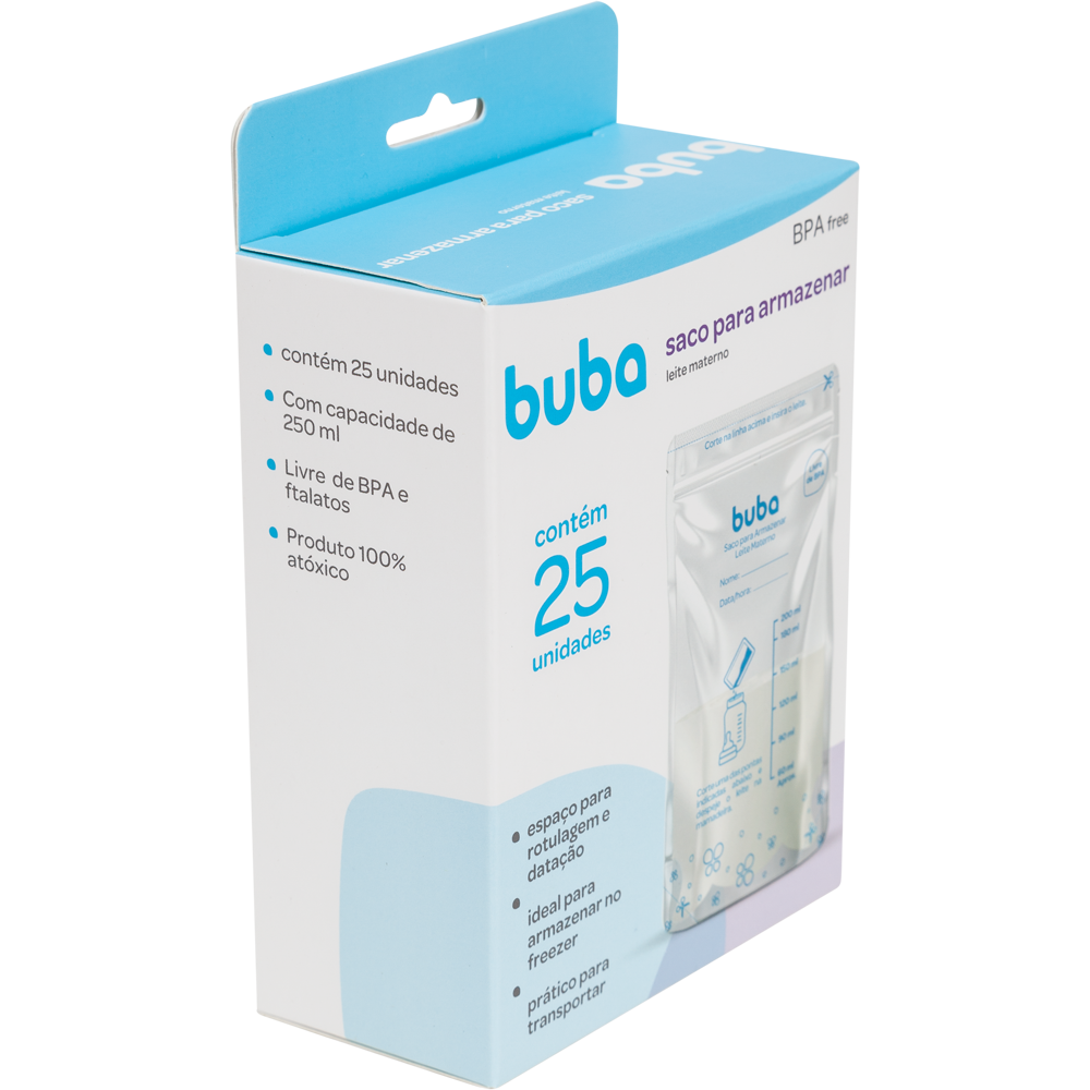 Saco Para Armazenar Leite Materno 200ml Buba 25 unid
