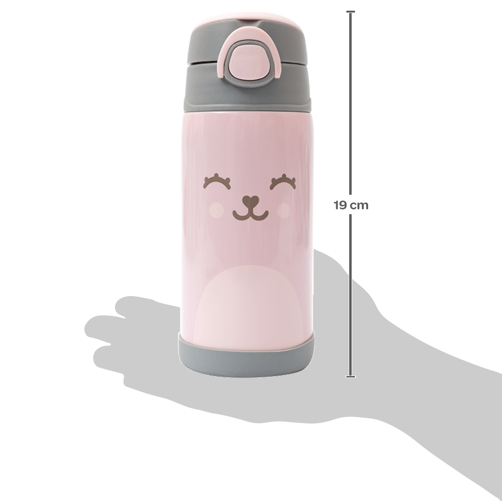 Garrafa Copo Térmico Gumy 420ml Parede Dupla Inox Buba Rosa