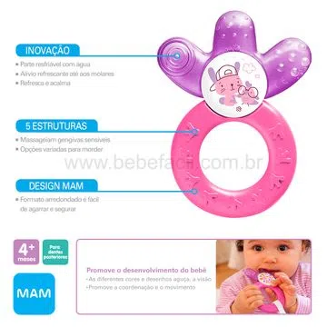 Mordedor Gelado Cooler MAM (4m+) Rosa e Roxo Coelho