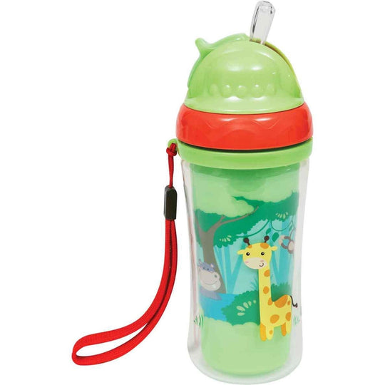 Copo Com Parede Dupla e Canudo de Silicone Buba Animal Fun
