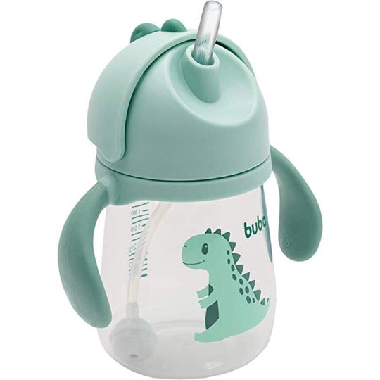 Copo Infantil Com Alça e Canudo de Silicone 240ml (12m+) Buba Dinossauro