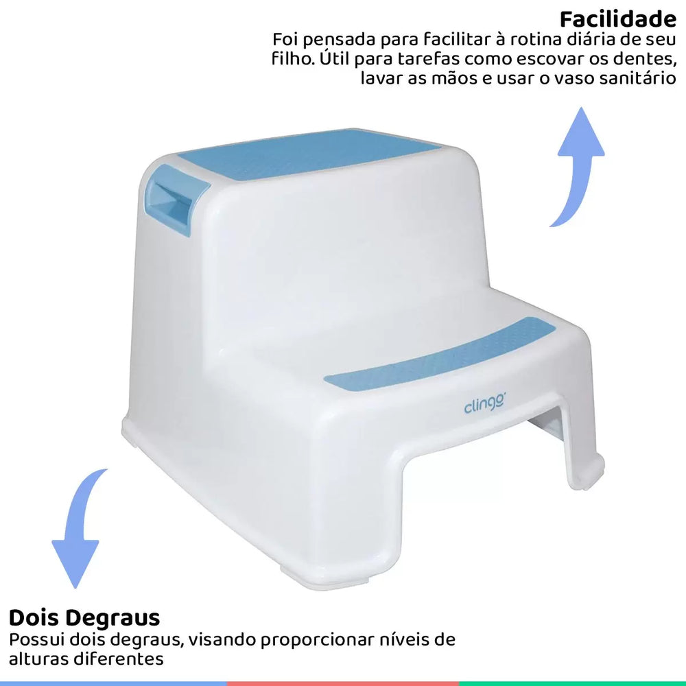 Escadinha Infantil 2 Degraus Clingo Azul