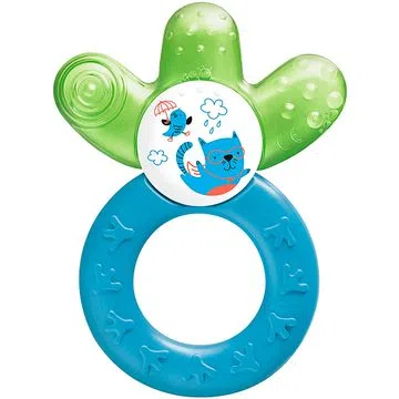 Mordedor Gelado Cooler MAM (4m+) Azul e Verde Gatinho