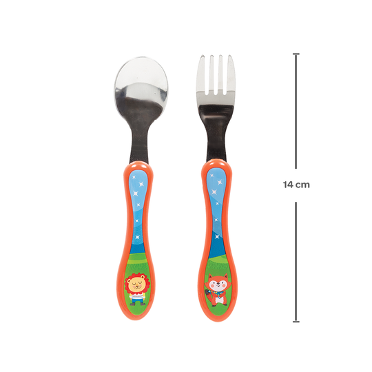 Kit Talher Com Garfo e Colher Para Criança Buba Leão