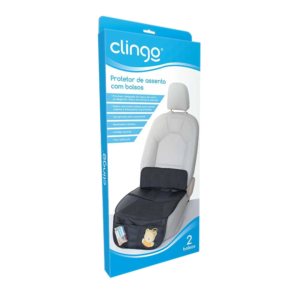 Protetor de Assento Automotivo c/ Bolsos Preto Clingo