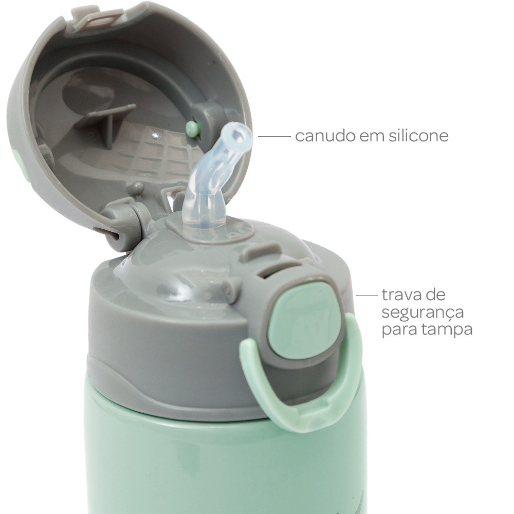 Garrafa Copo Térmico Gumy 420ml Parede Dupla Inox Buba Verde