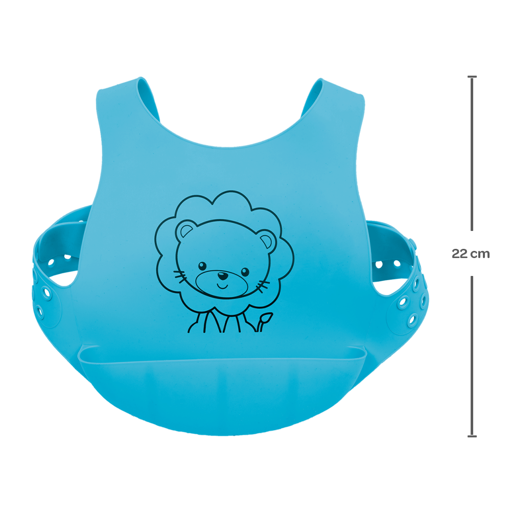 Babador de Silicone com Cinto e Bolso Leão Buba