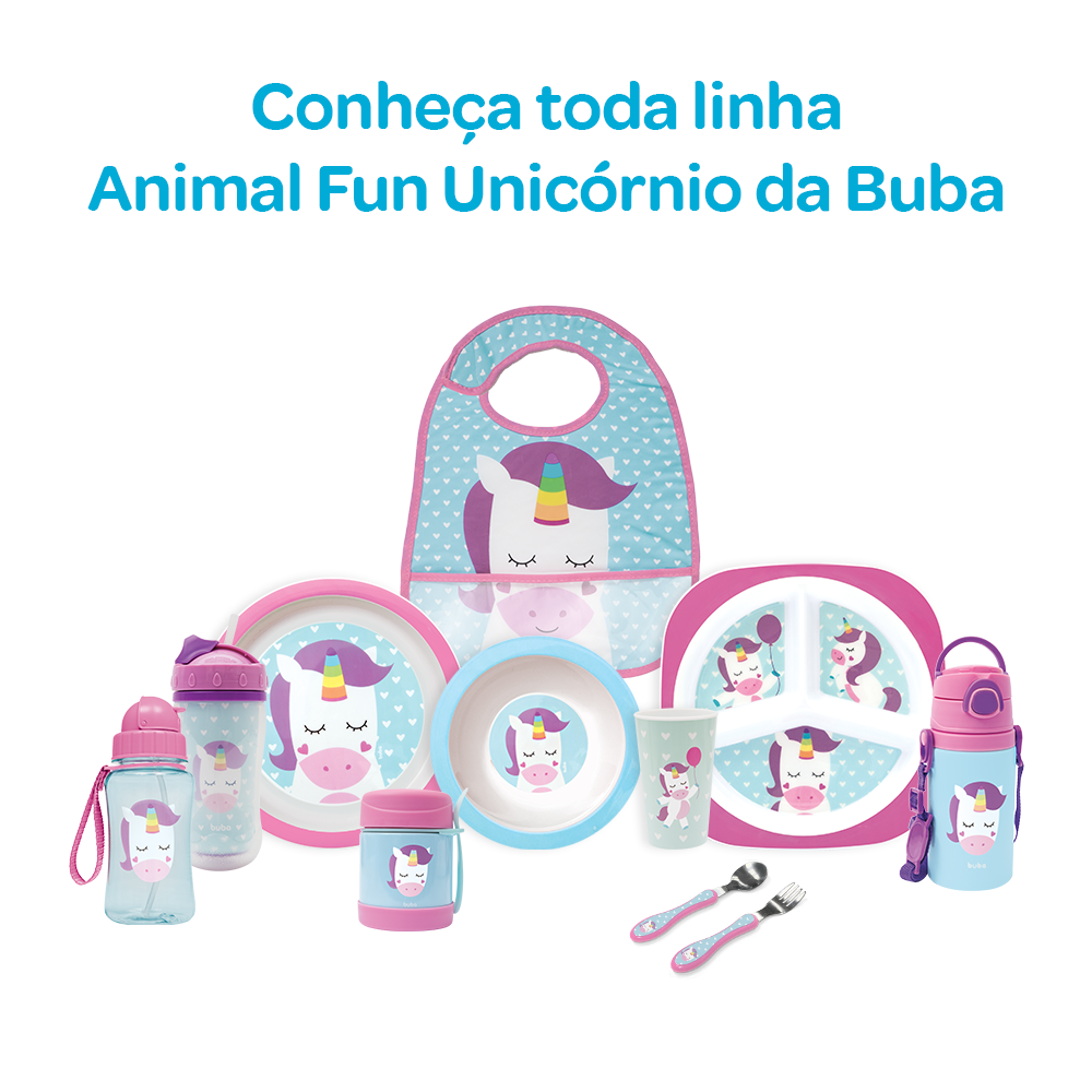 Pratinho Com Divisórias Para Bebês e Crianças Buba Unicórnio