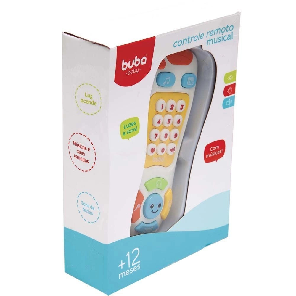 Controle Remoto Musical Bebê Aprender e Brincar Branco Buba