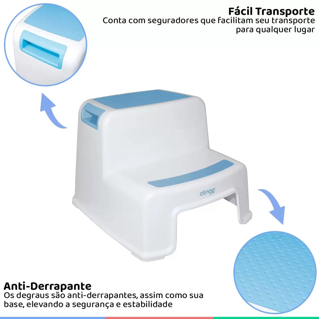 Escadinha Infantil 2 Degraus Clingo Cinza