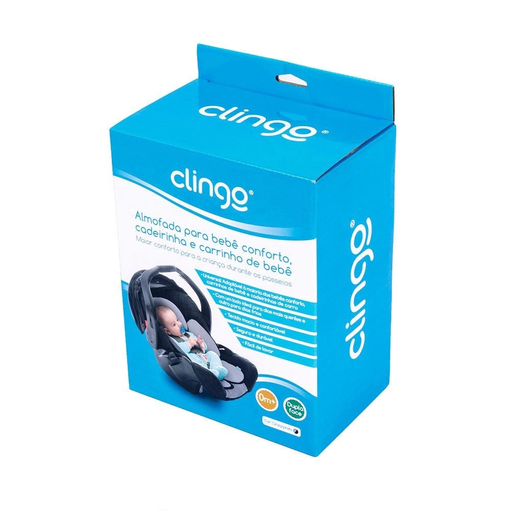 Almofada para Bebê Conforto Cinza e Preto Clingo