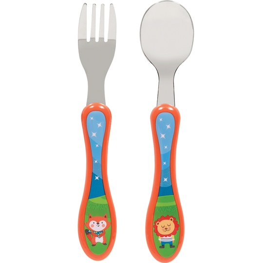 Kit Talher Com Garfo e Colher Para Criança Buba Leão