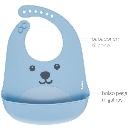 Babador de Silicone com Alça e Bolso Gumy Buba