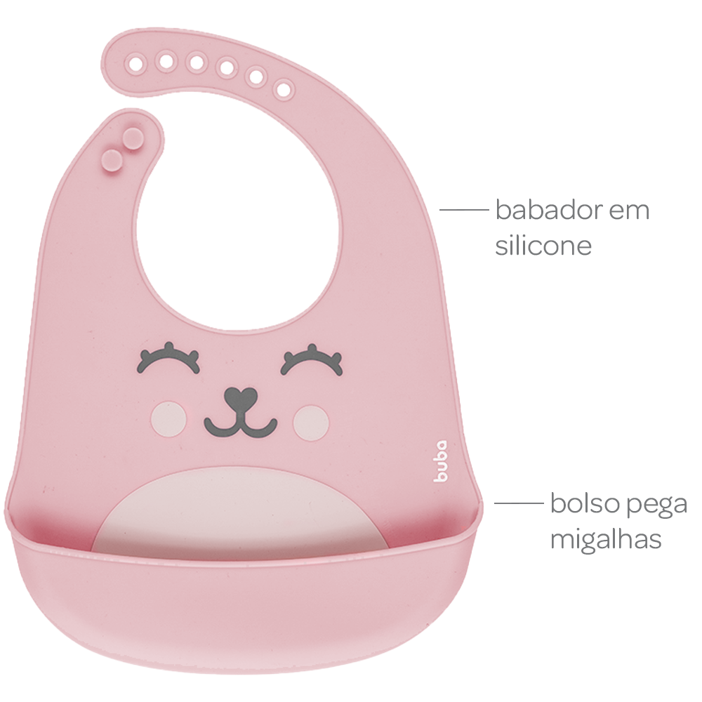 Babador de Silicone com Alça e Bolso Gumy Buba