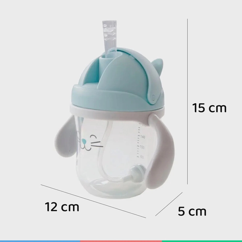 Copo Infantil Com Alça e Canudo de Silicone 220ml (12m+) Buba Gatinho