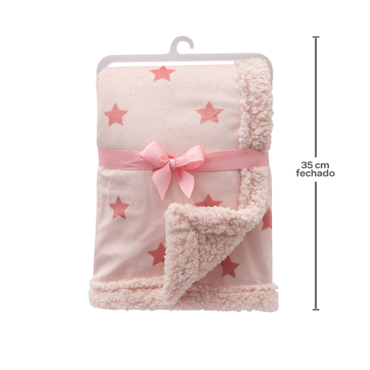 Mantinha Dupla Face Estrelinhas Rosa Buba