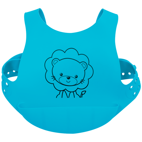 Babador de Silicone com Cinto e Bolso Leão Buba