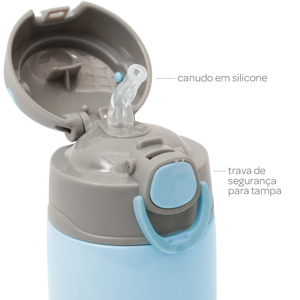 Garrafa Copo Térmico Gumy 420ml Parede Dupla Inox Buba Azul
