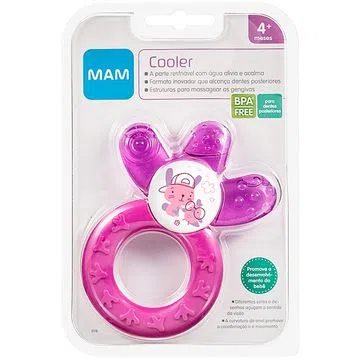 Mordedor Gelado Cooler MAM (4m+) Rosa e Roxo Coelho