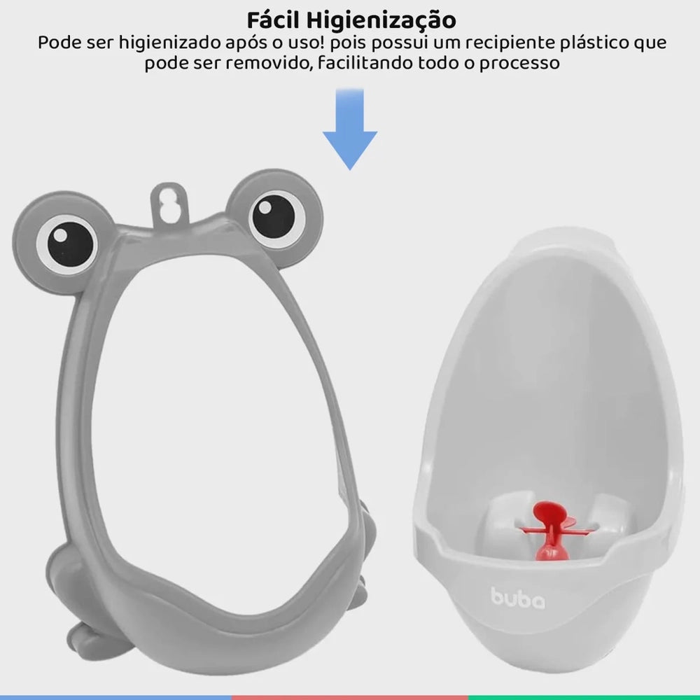 Mictório Infantil Sapinho Com Alvo Giratório Cinza Buba