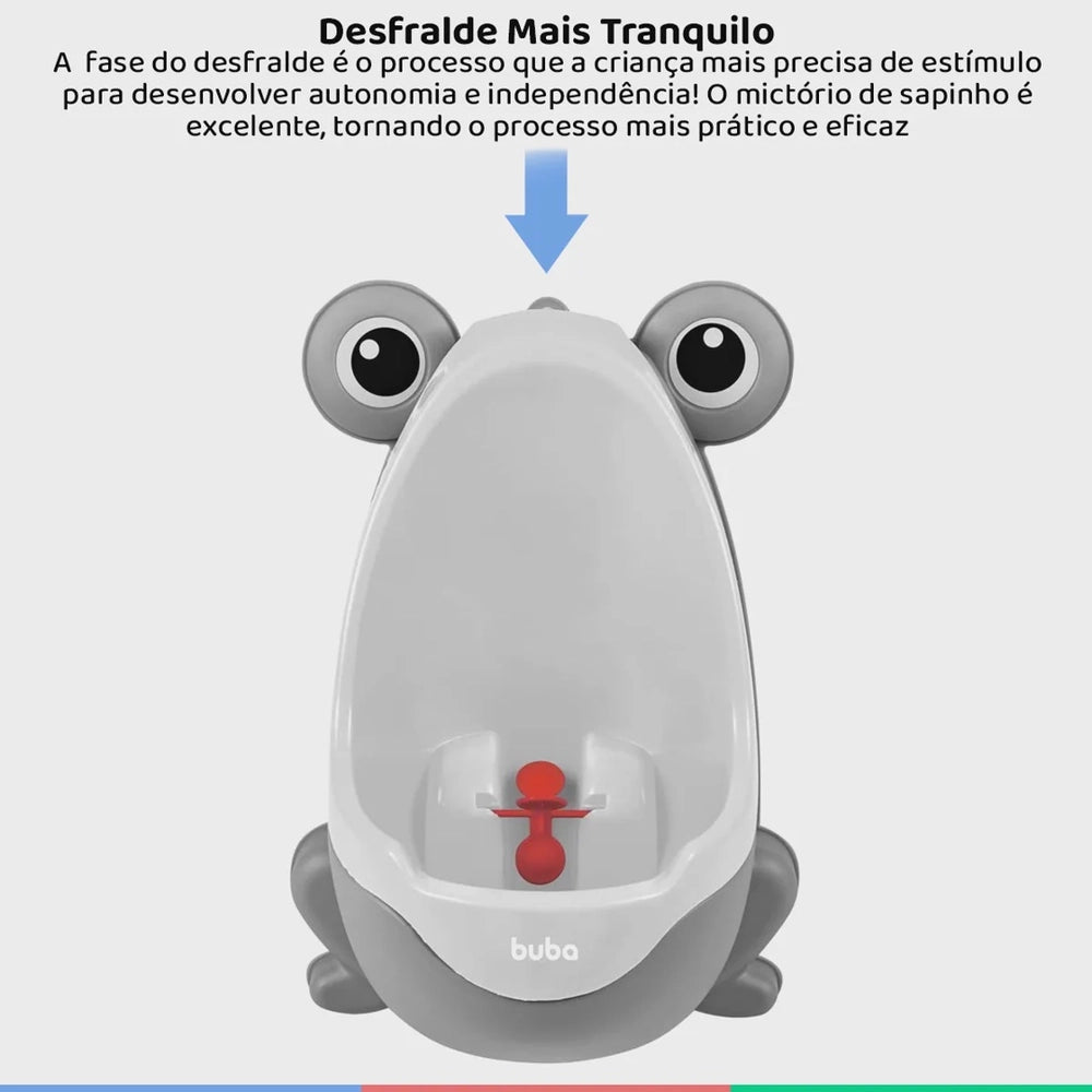 Mictório Infantil Sapinho Com Alvo Giratório Cinza Buba