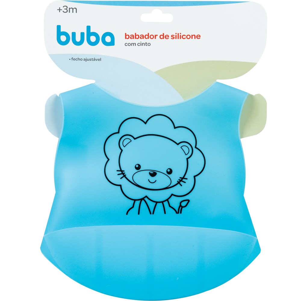 Babador de Silicone com Cinto e Bolso Leão Buba