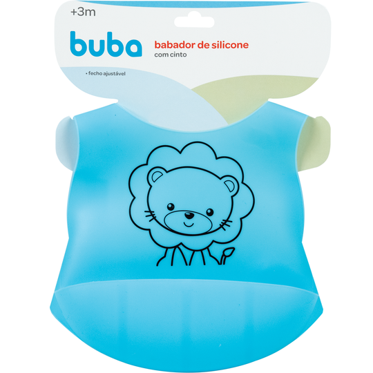 Babador de Silicone com Cinto e Bolso Leão Buba